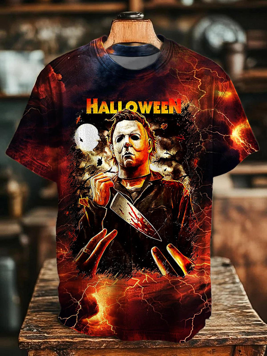 Halloween Horror Movie Print Crew Neck T-shirt