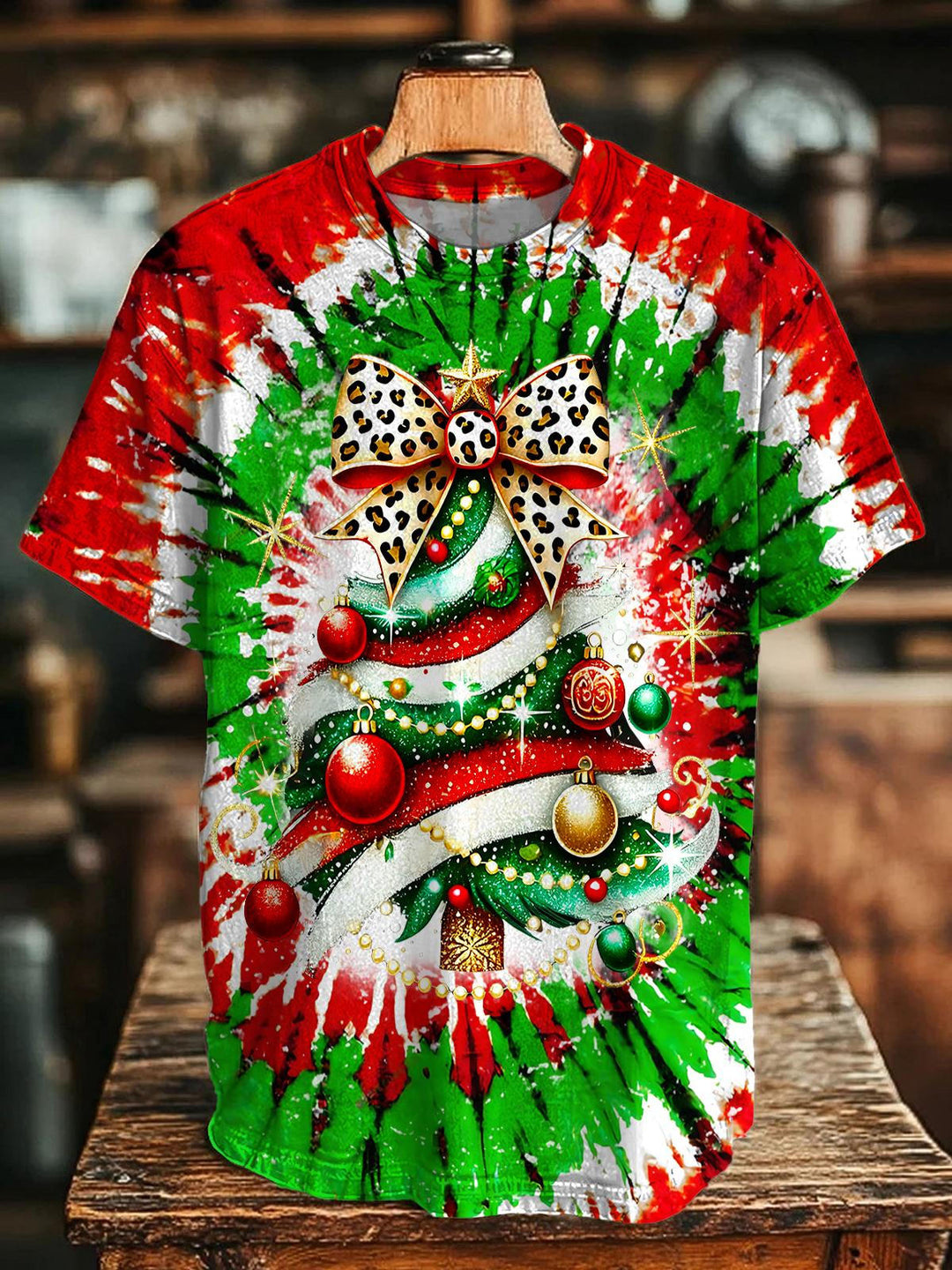 Christmas Tree Printed Crew Neck T-shirt