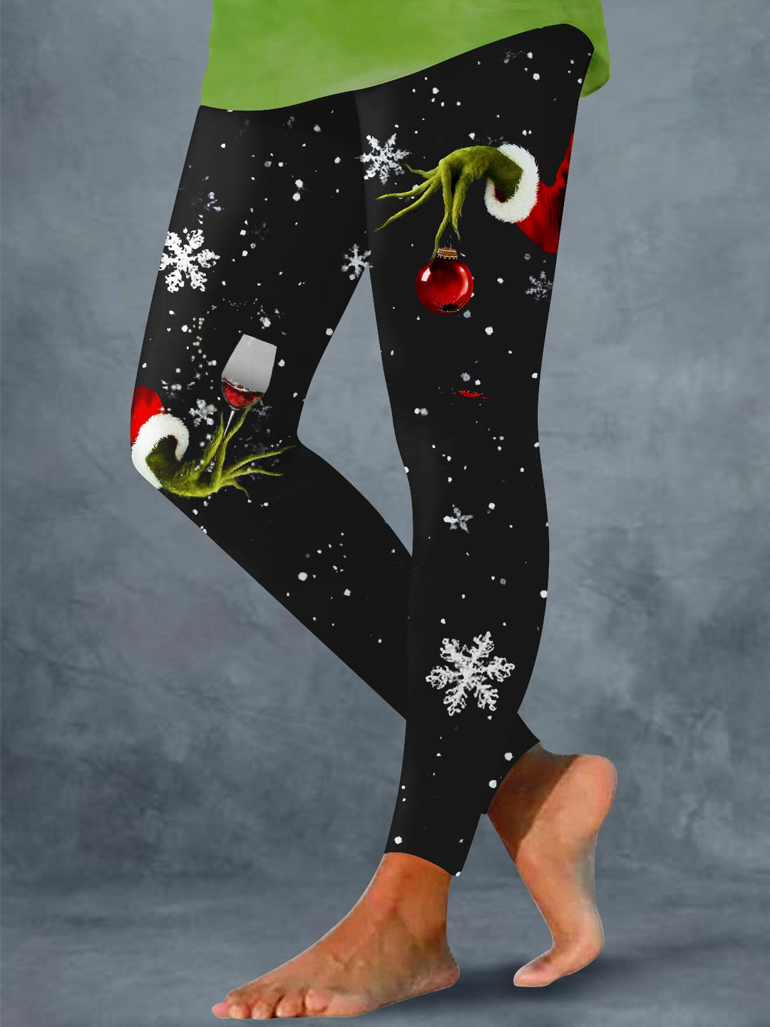 Christmas Grinch Print Leggings