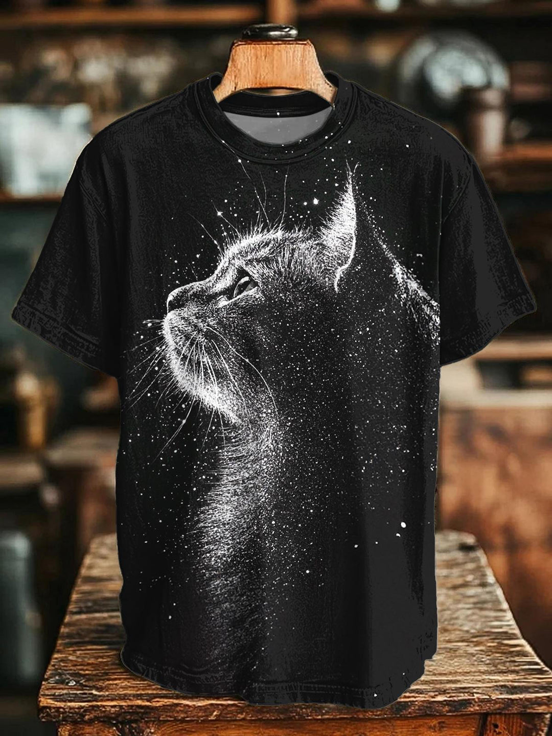 Cute Cat Printed Crew Neck T-shirt