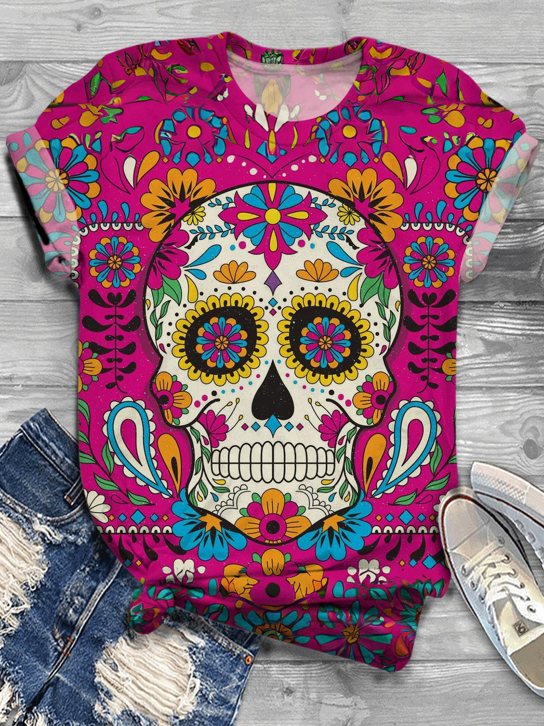 Sugar Skull Crew Neck T-shirt