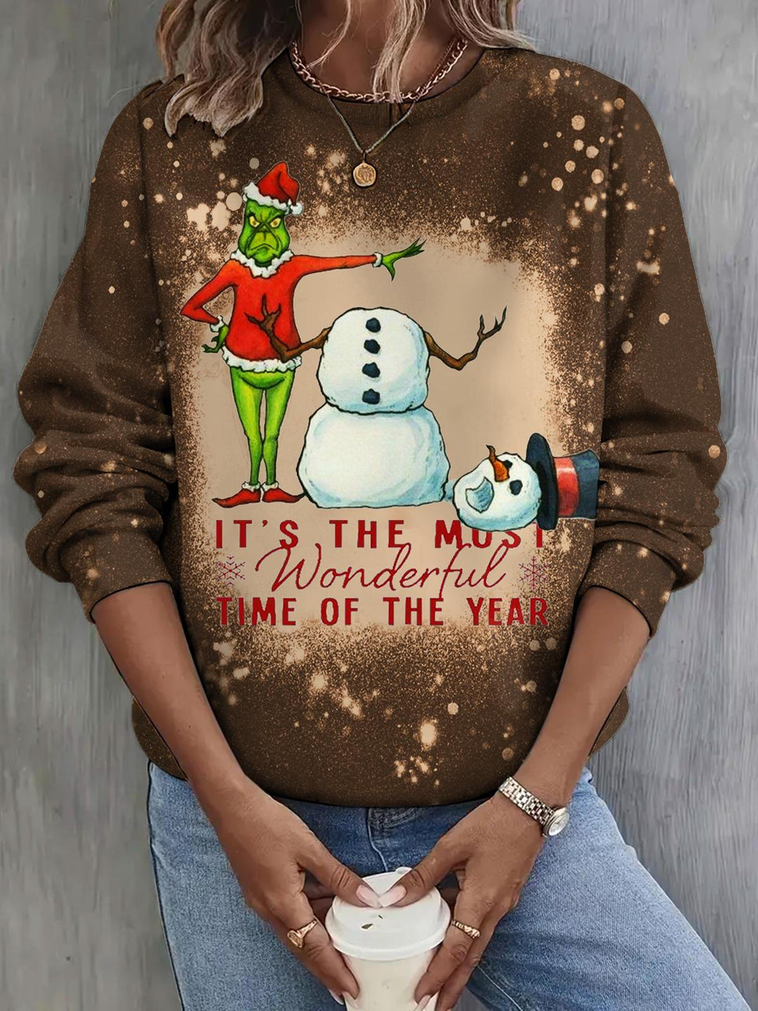It's The Must Wonderful Time Fun Print Long Sleeve Top