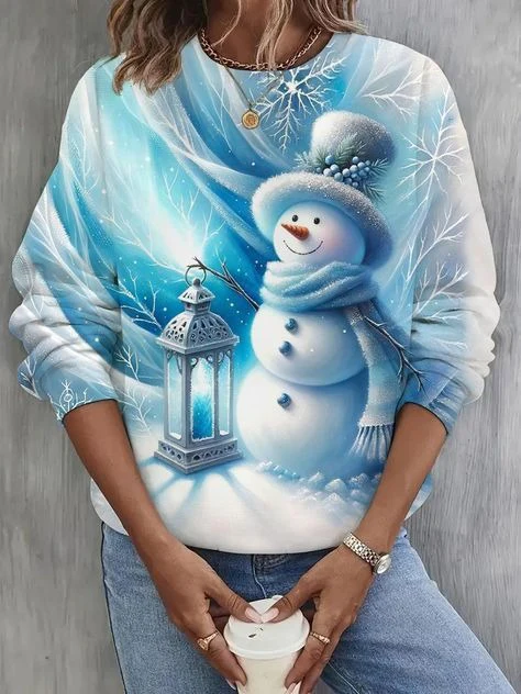 Winter Snowman Long Sleeve Casual Top