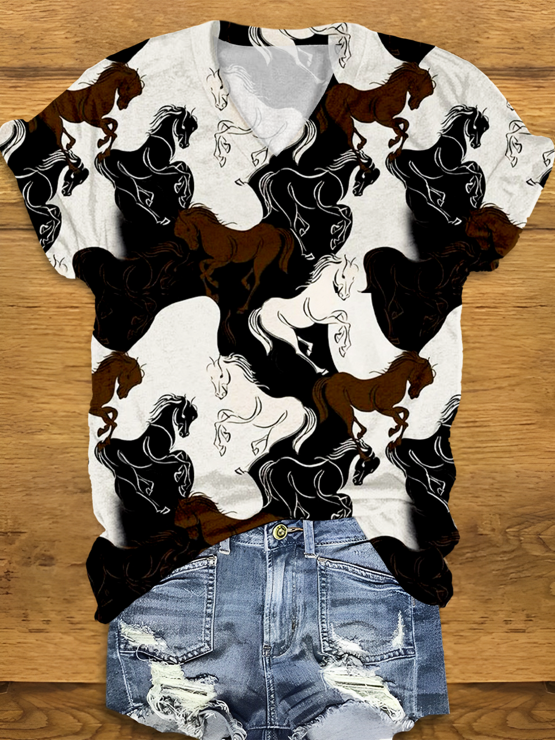 Abstract Horse Art V-neck T-Shirt