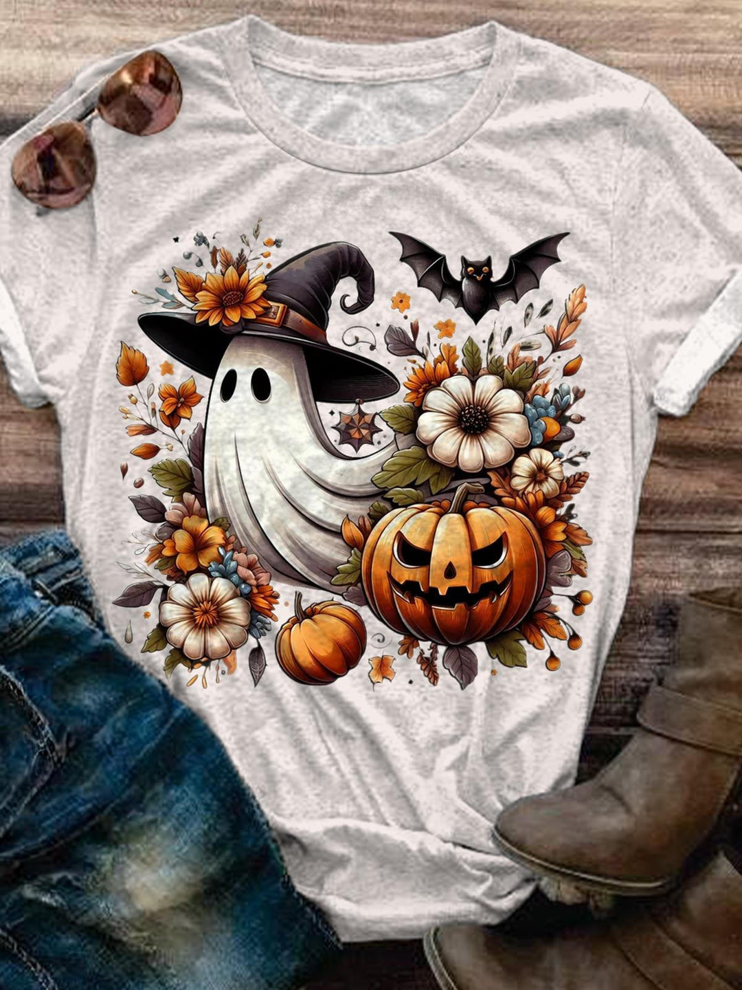 Spooky Ghost Crew Neck T-shirt