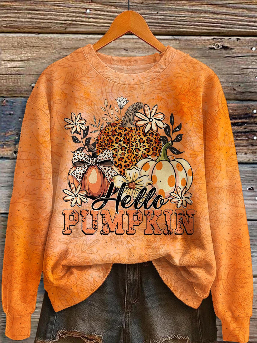 Autumn Pumpkin Print Long Sleeve Casual Top