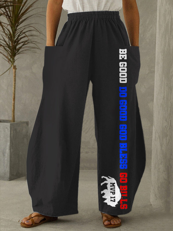 God Bless Go Bills Print Casual Pants