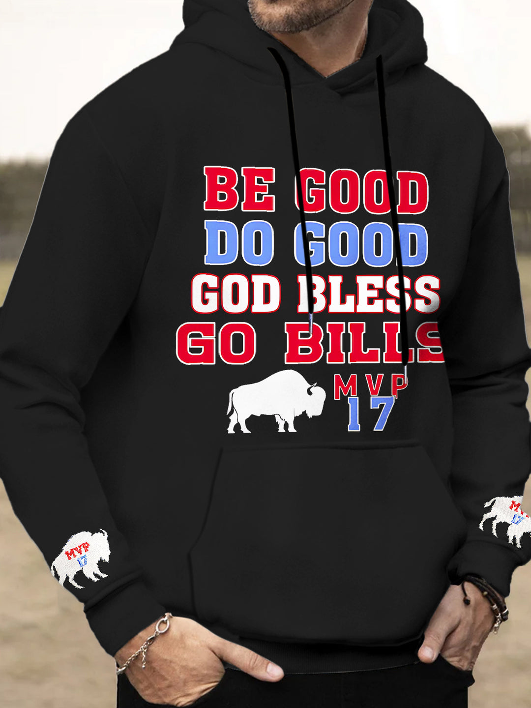 Buffalo Bills Football Long Sleeve Hooded Pocket Men's Top