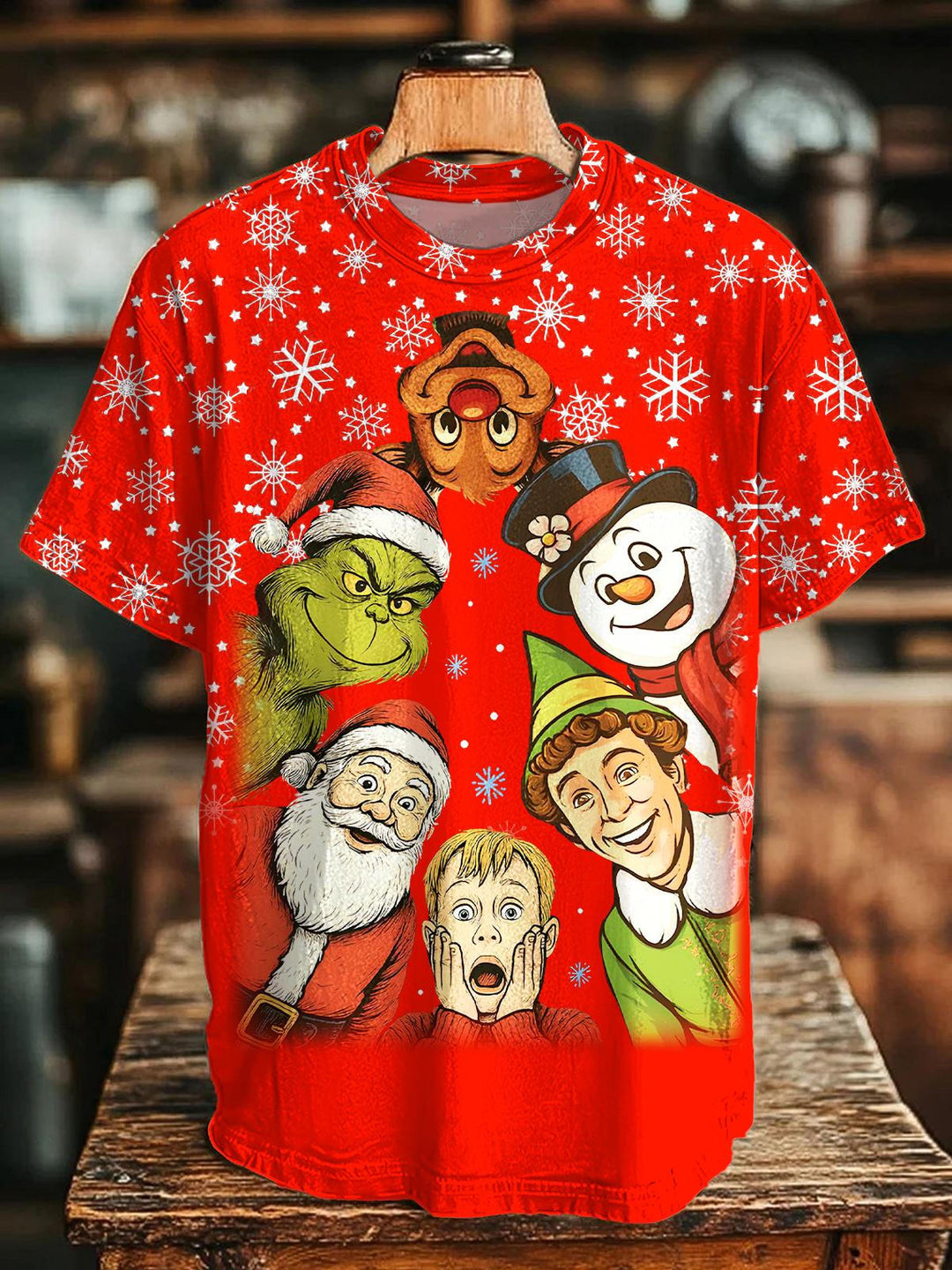 Christmas Season Cute Print Crew Neck T-shirt