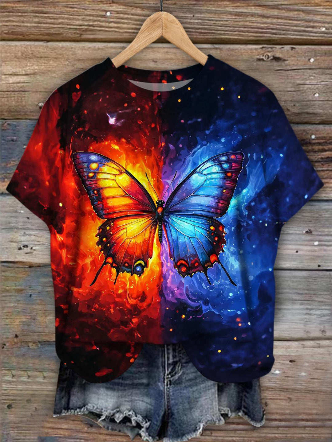 Butterfly Printed Crew Neck T-shirt