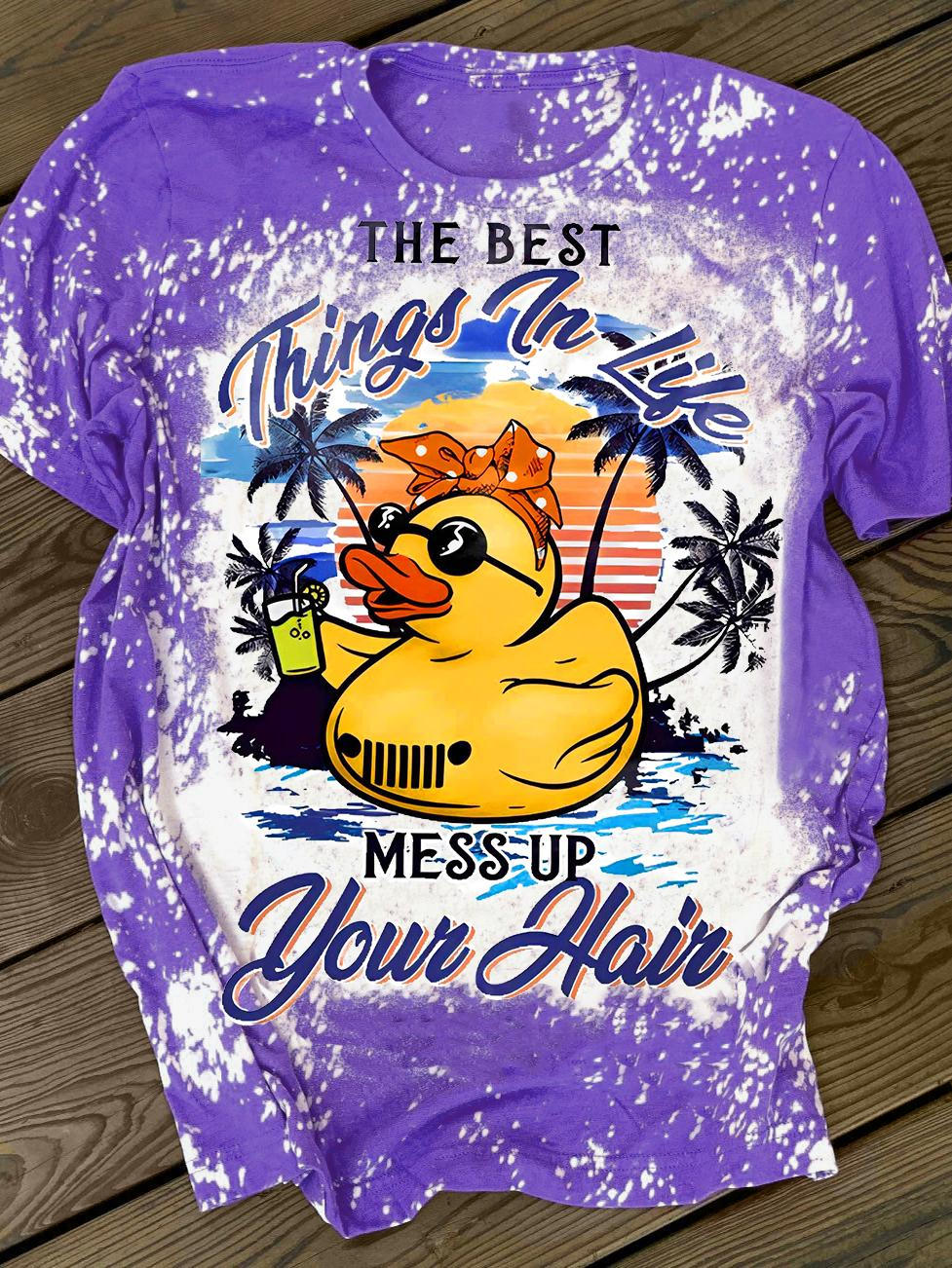 Women's Duck Hawaiian Resort Printed Crew Neck Short Sleeve T-Shirt