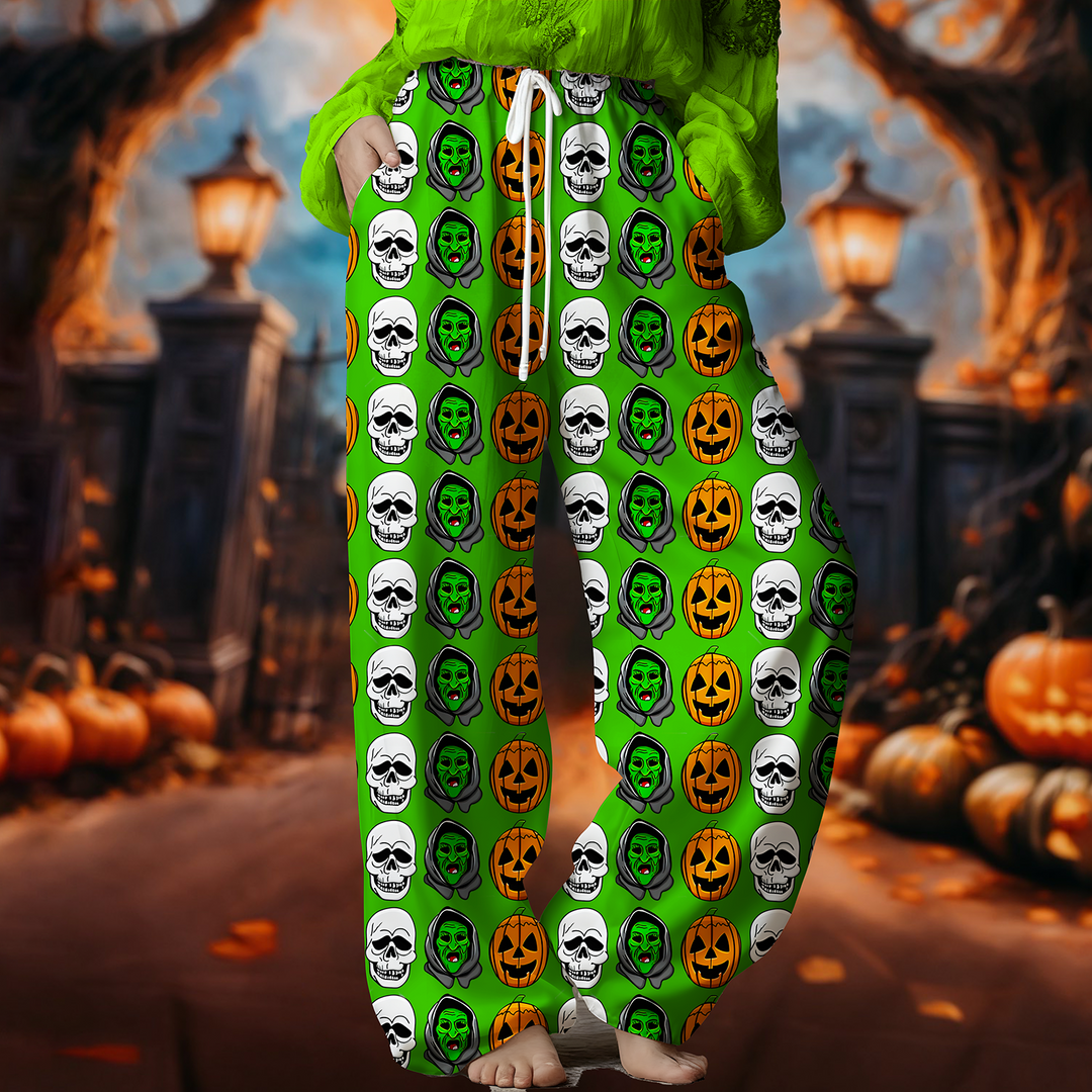 Women's Halloween Season Of The Witch Drawstring Wide-Leg Pants