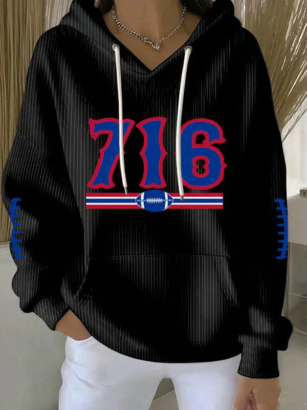 716 Football Hooded Pullover Sweatshirt