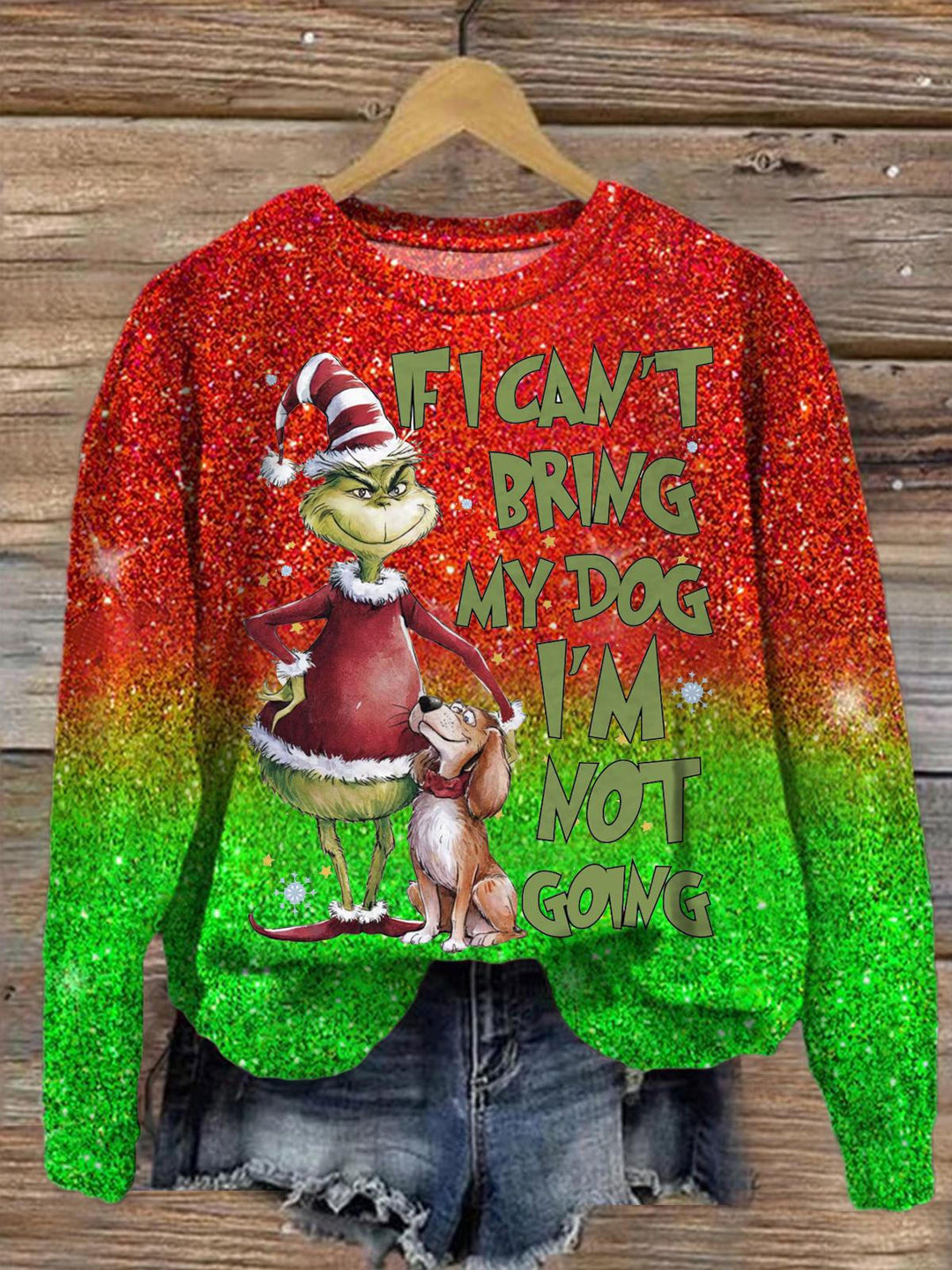 If I Can't Bring My Dog Printed Long Sleeve Casual Top