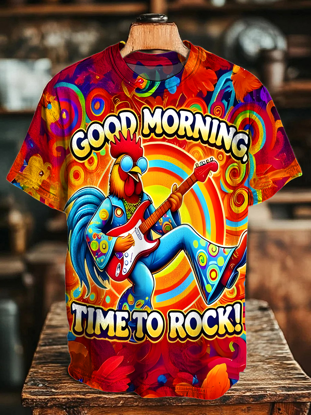 Good Morning Time To Rock Crew Neck T-shirt