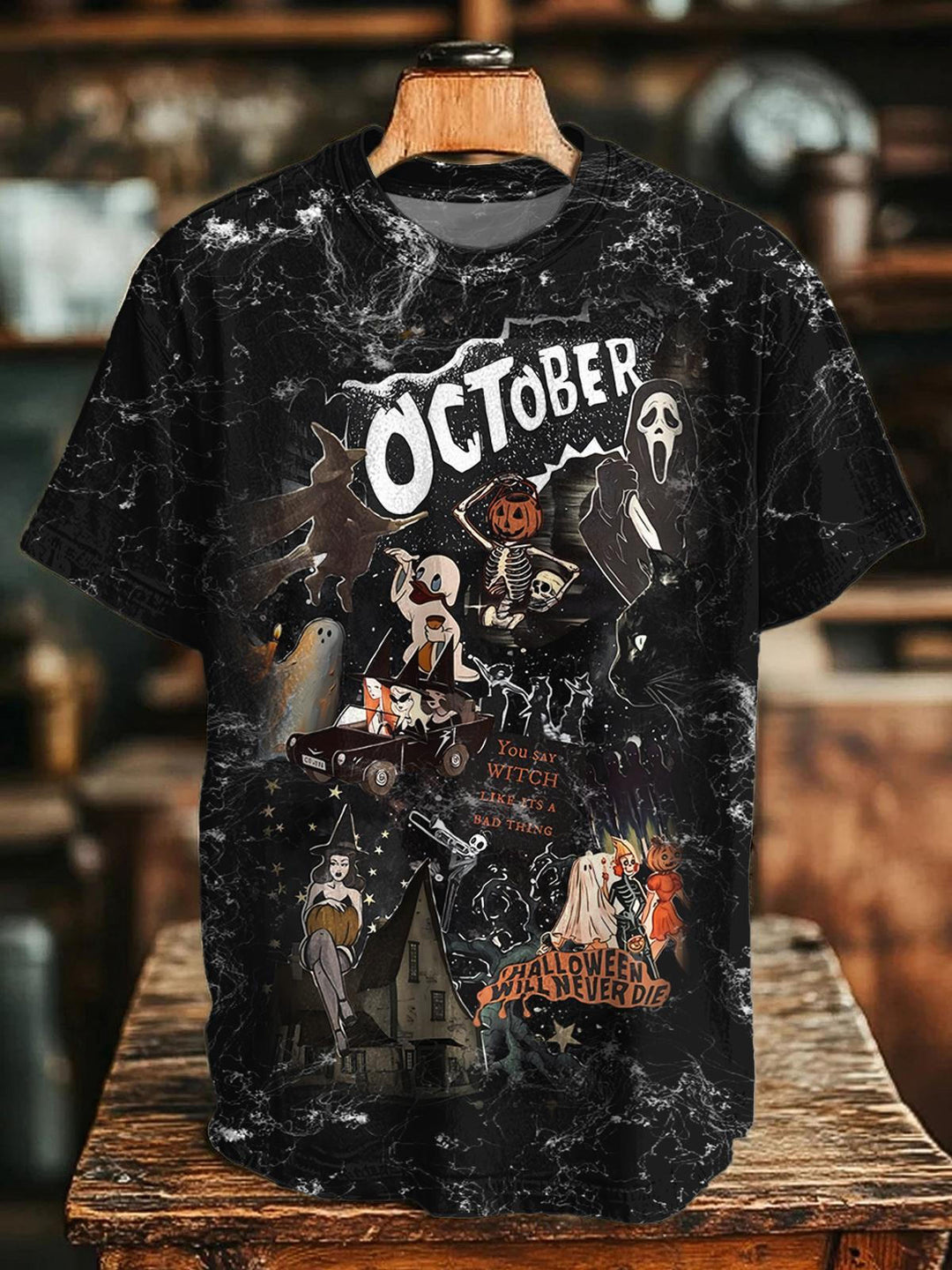 Halloween Horror Movie Print Crew Neck T-shirt