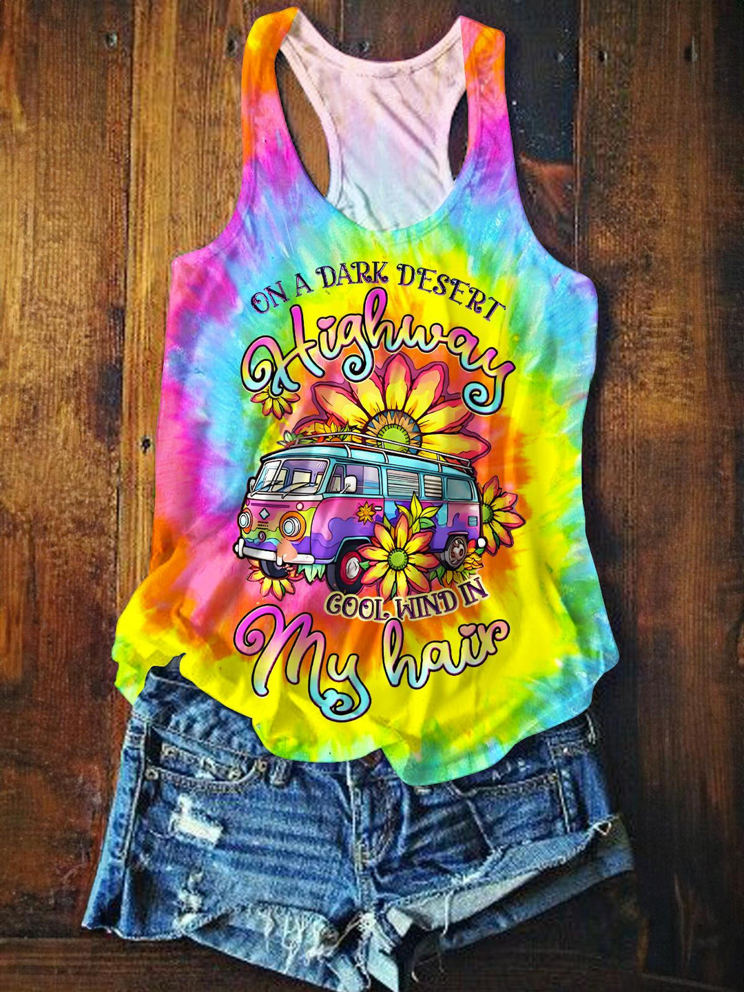 Colorful Hippie Flower Printed Casual Tank Top