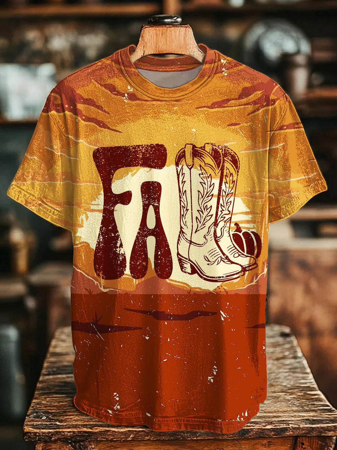 Western Fall Crew Neck T-shirt