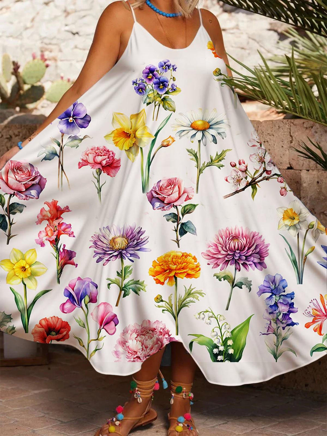 Women's Floral Print Casual Spaghetti Strap Dress