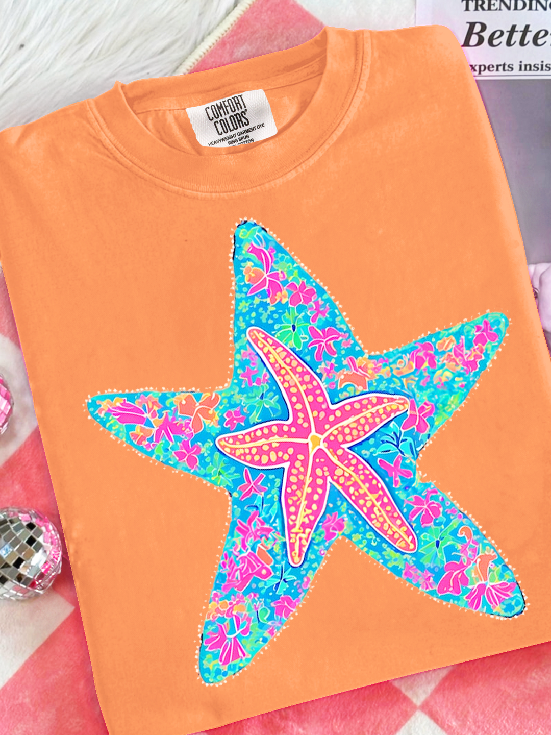 Starfish Beach Coastal Hawaii Crew Neck T-shirt