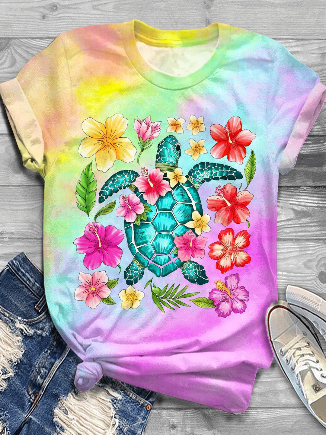 Holiday Turtle Printed Crew Neck T-shirt