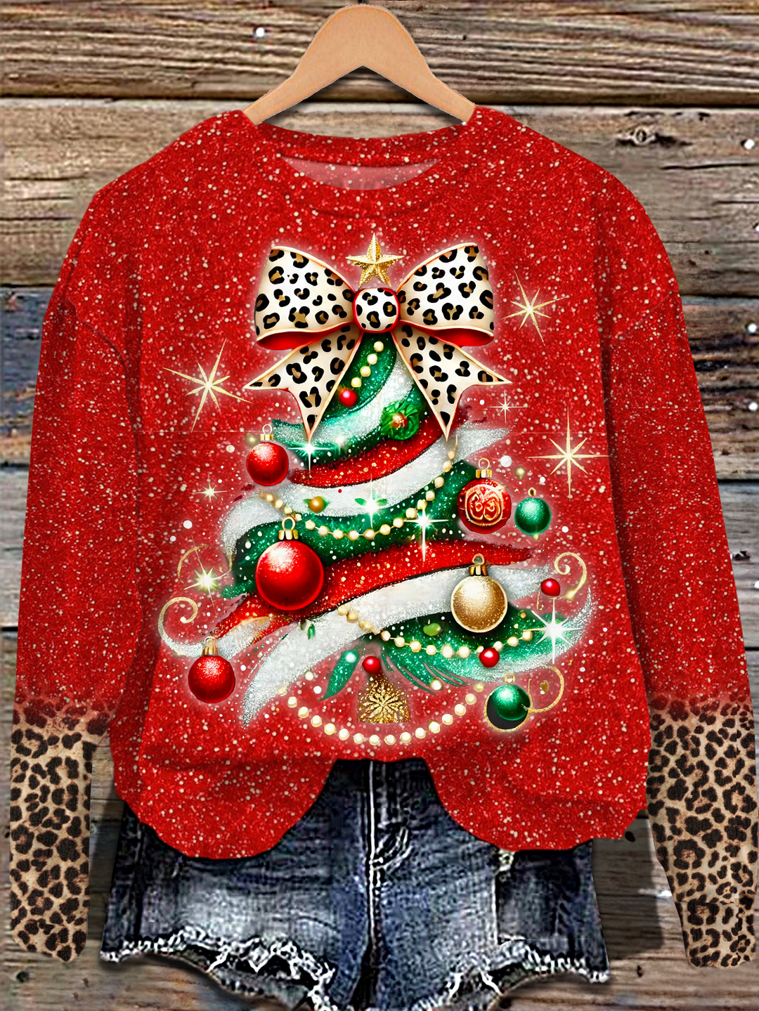Christmas Tree Printed Long Sleeve Casual Top
