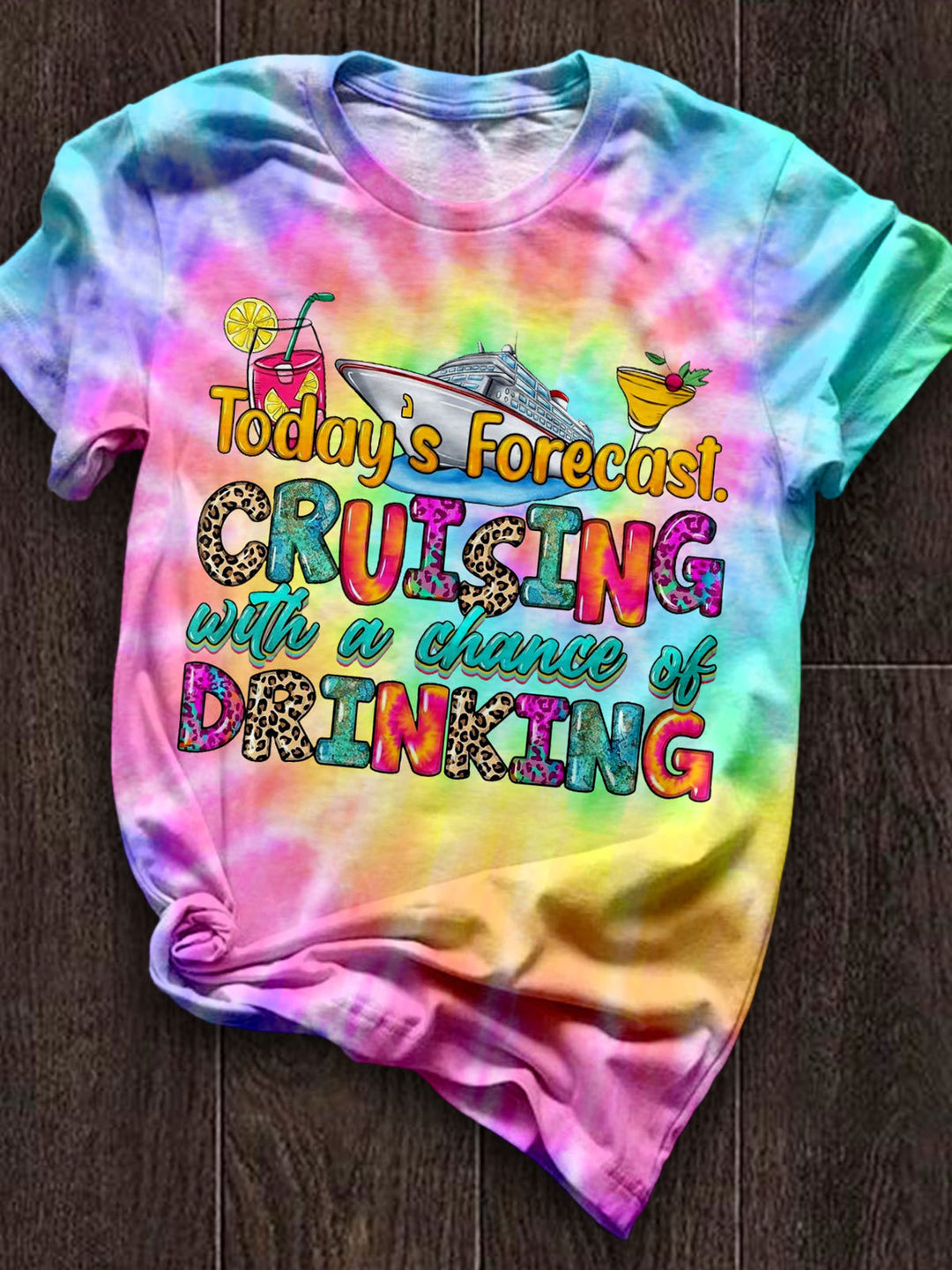 Tie Dye Vacation Cruise Ship Crew Neck T-shirt