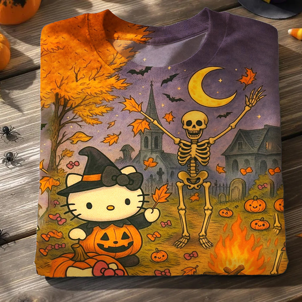 Halloween Cute Printed Long Sleeve Casual Top