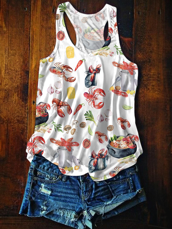 Fun Crawfish Boil Party Printed Casual Tank Top