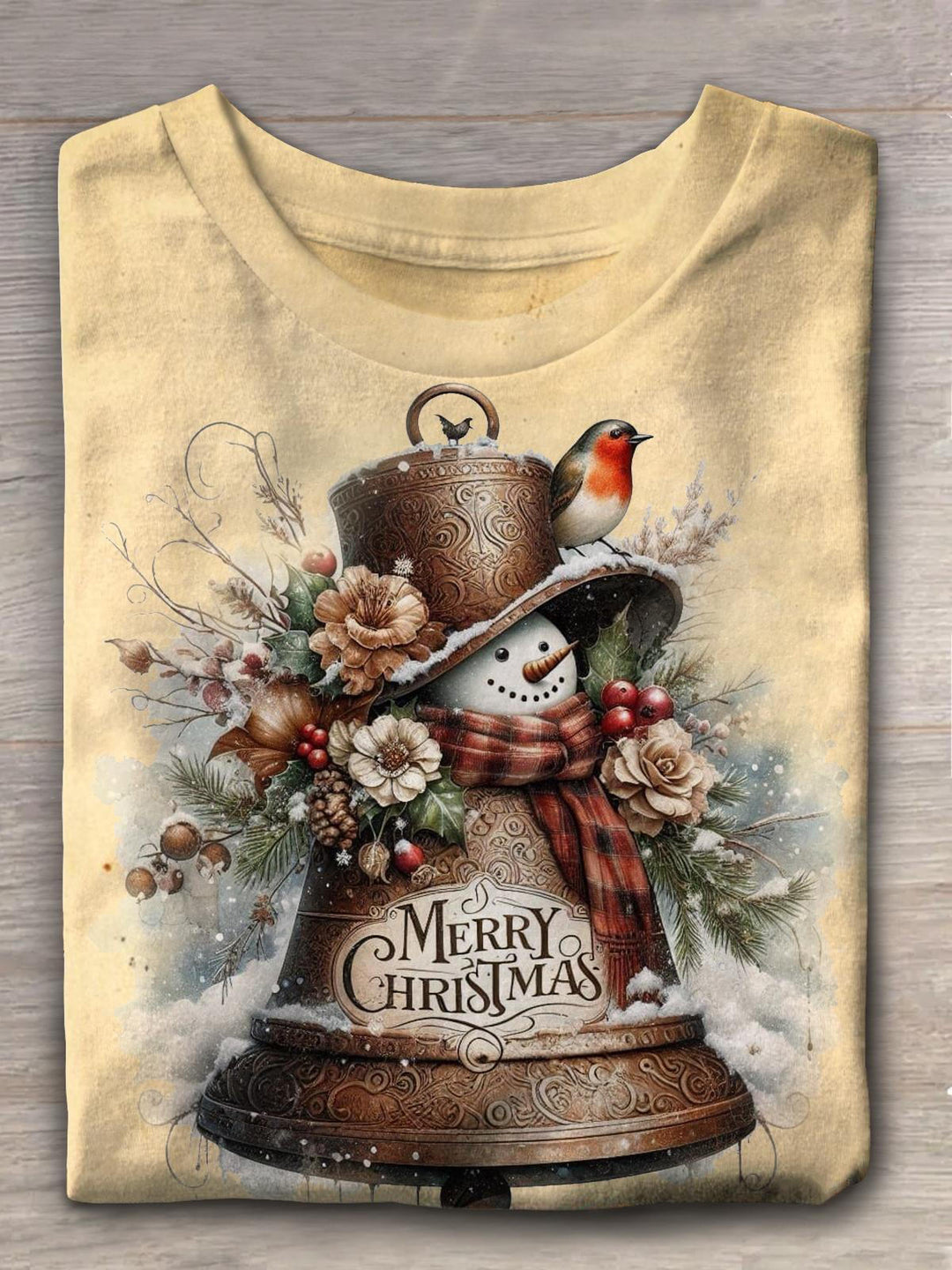 Women's Christmas Bells Vintage Print T-shirt
