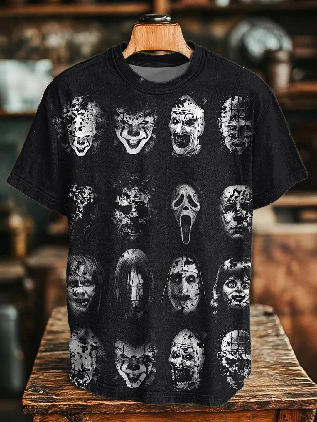 Halloween Horror Movie Print Crew Neck T-shirt