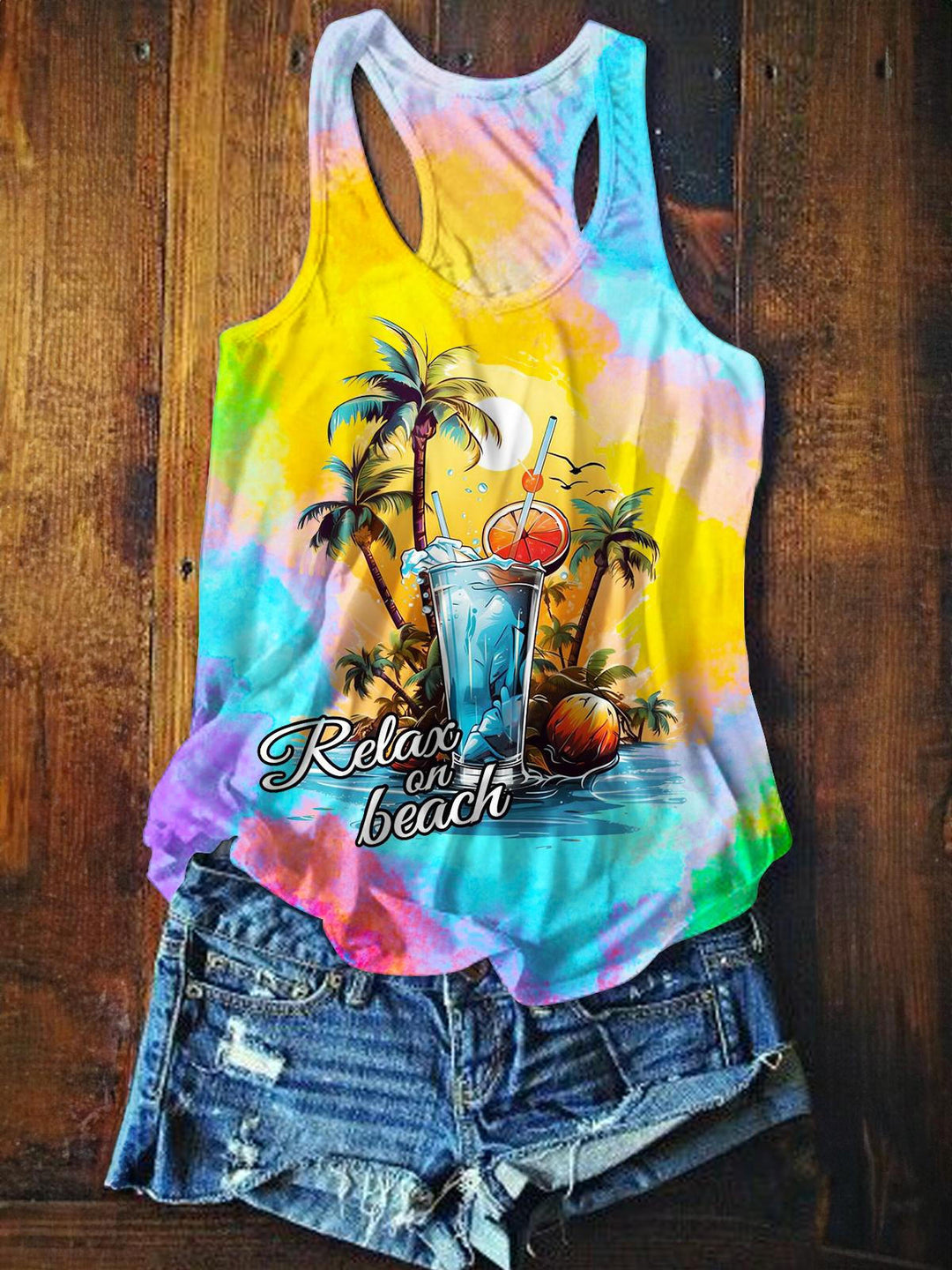 Colorful Juice Printed Casual Tank Top