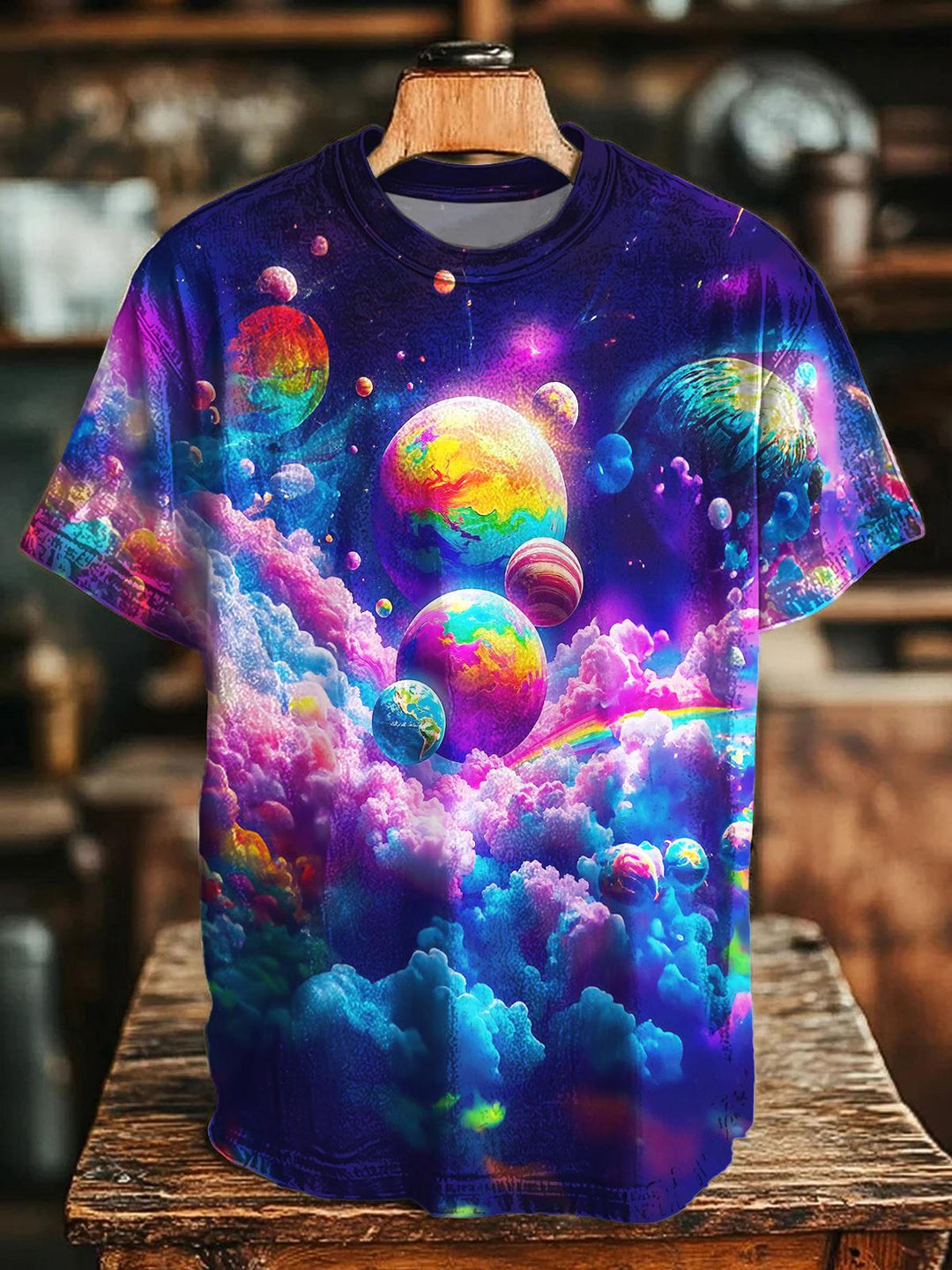 Colorful Planet Printed Crew Neck T-shirt
