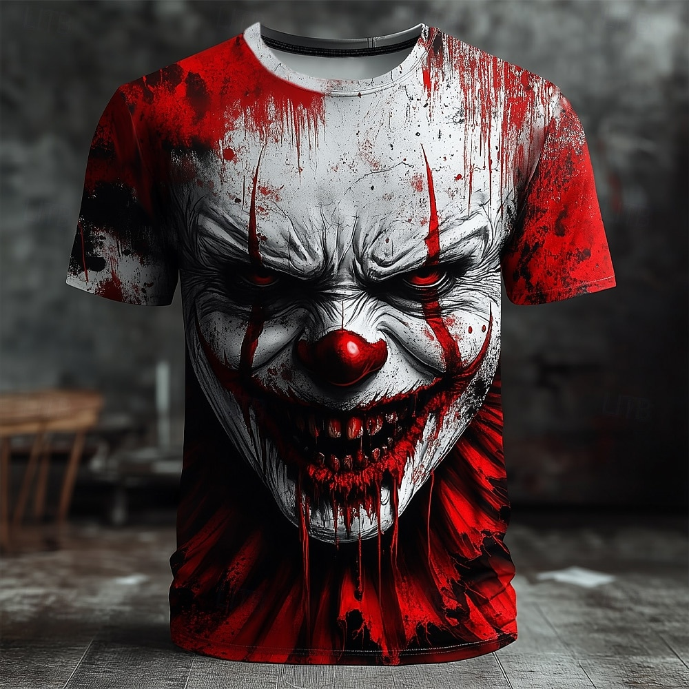 Halloween Scary Clown Crew Neck T-shirt