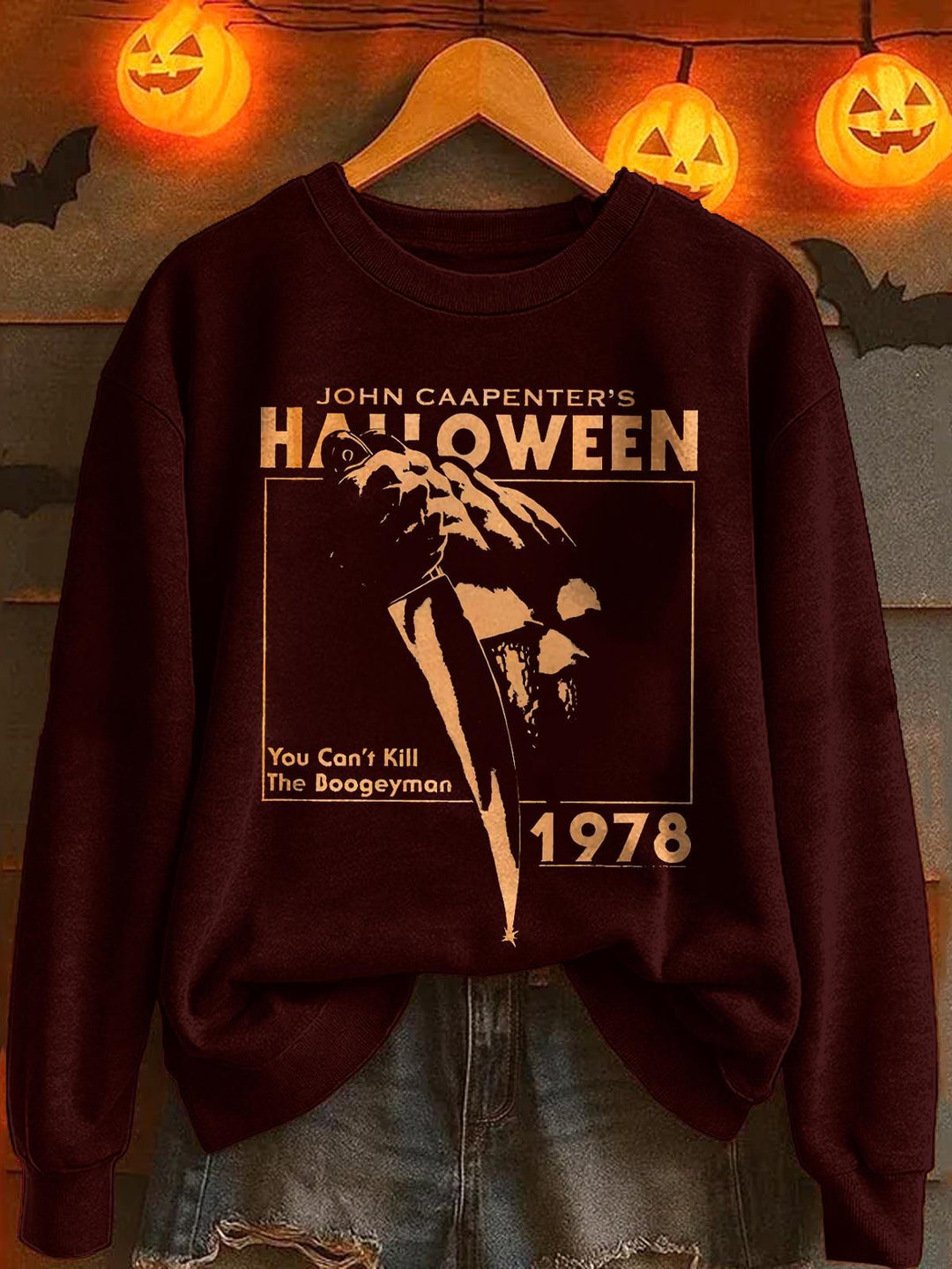 Halloween Horror Movie Printed Long Sleeve Casual Top