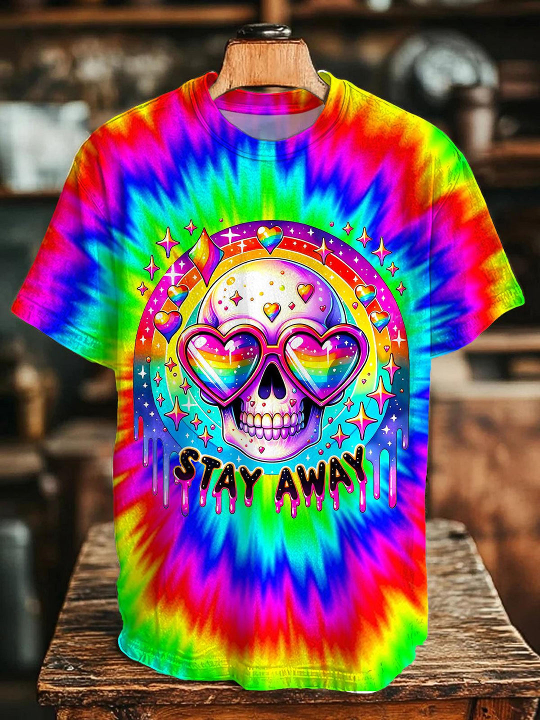 Halloween Colorful Skull Print Crew Neck T-shirt