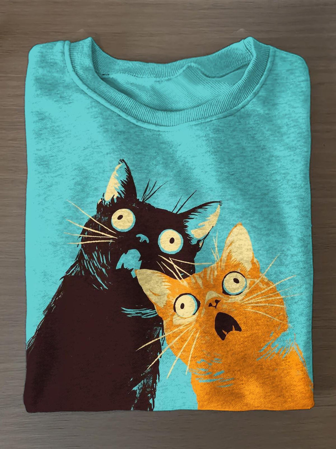 Fun Cat Printed Long Sleeve Casual Top