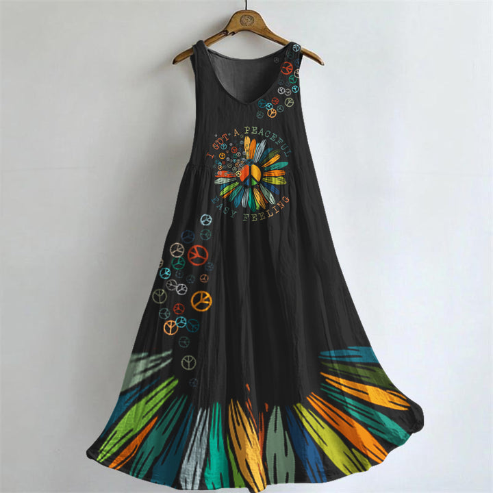 Hippie Literary Exquisite Hemp Sleeveless V-Neck Dress