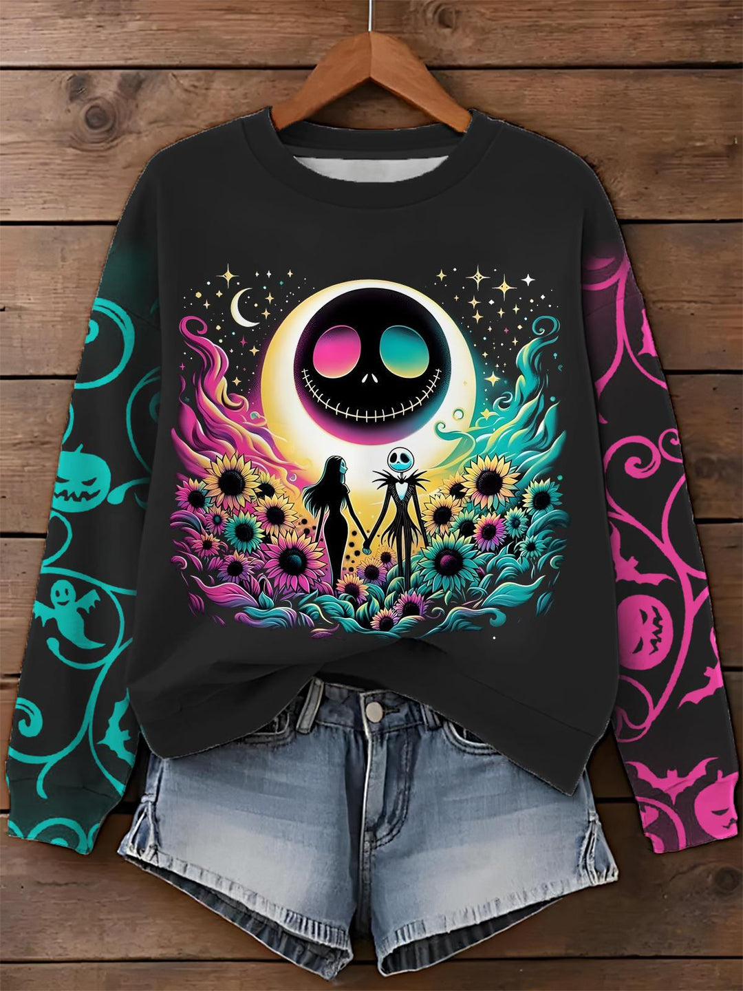 The Nightmare Before Christmas Printed Long Sleeve Casual Top