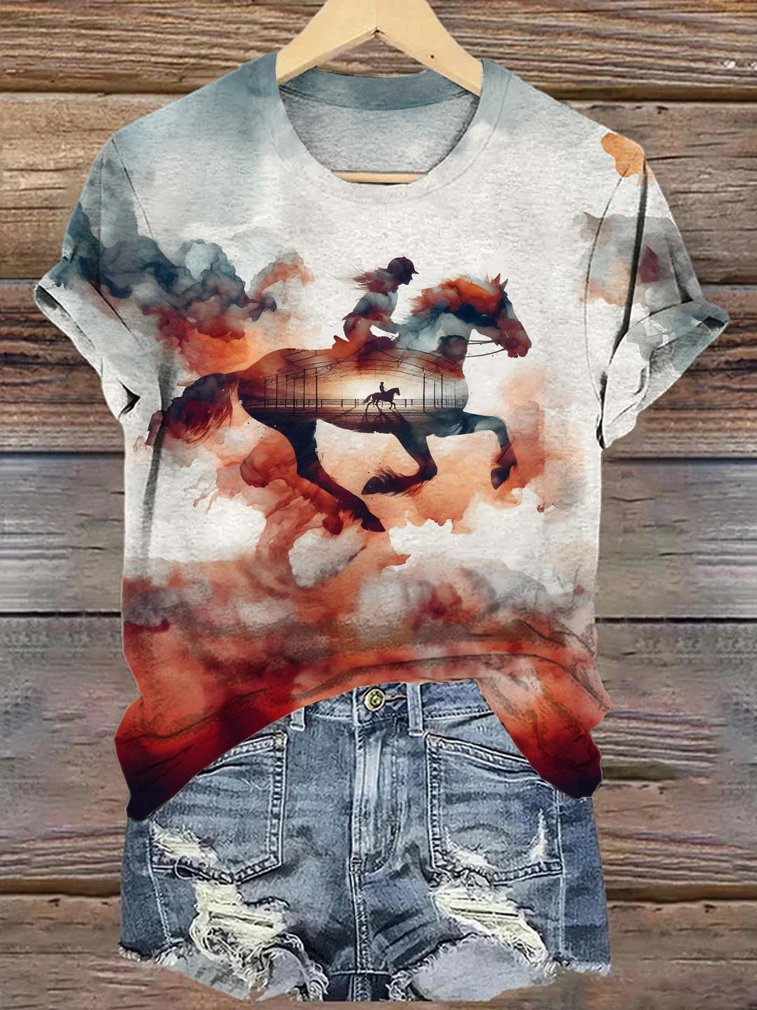 Horse Western Crew Neck T-shirt