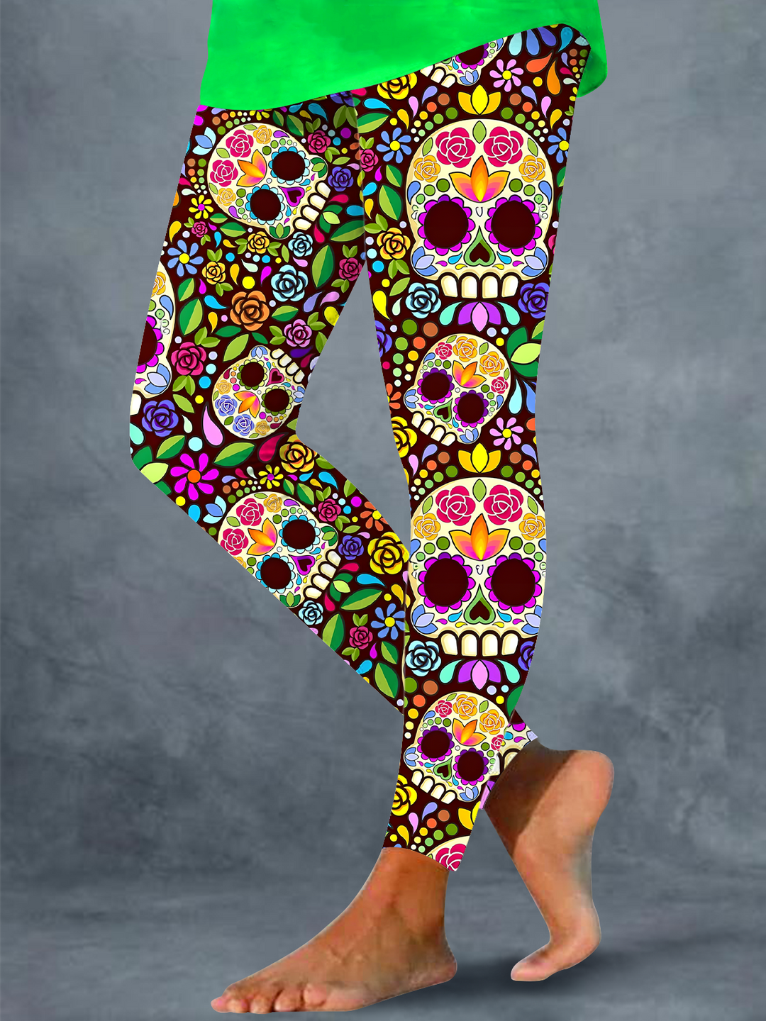 Sugar Skull Floral Art Mexican Print Leggings