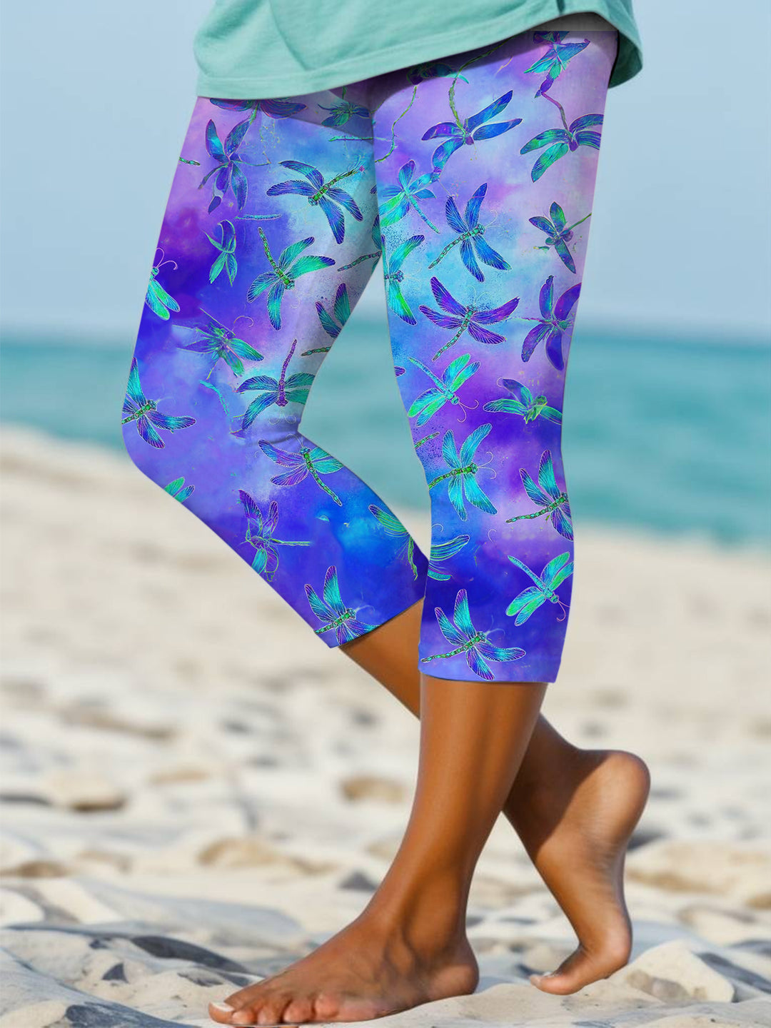 Dragonfly Print Stretch Leggings