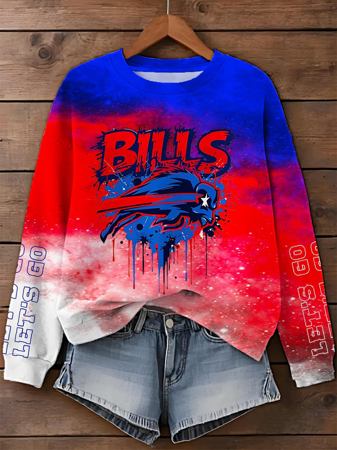 Buffalo Bills Color Clash Printed Long Sleeve Casual Top
