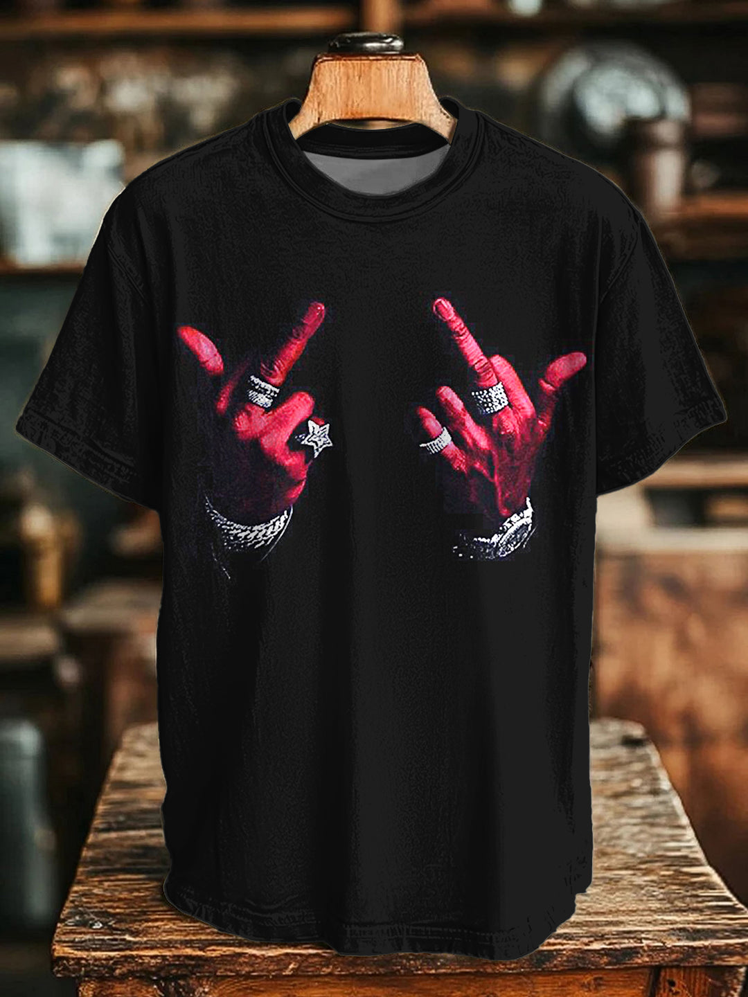 Gothic Street Print Crew Neck T-shirt