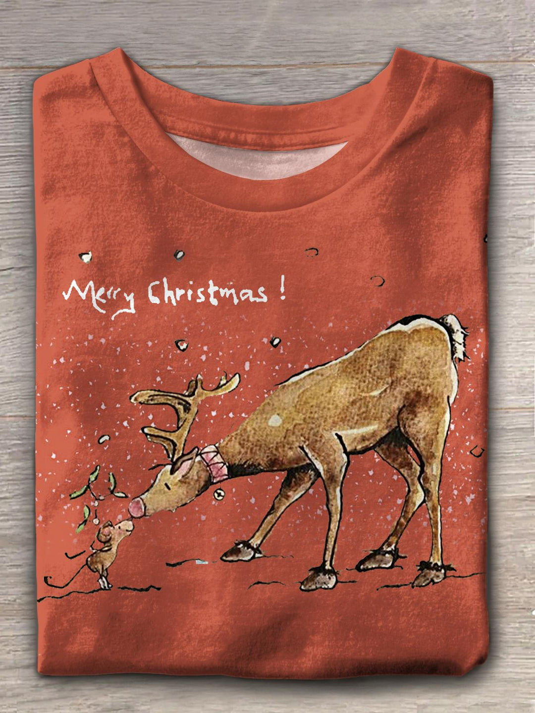 Women's Reindeer Sweet Christmas Crew Neck T-shirt