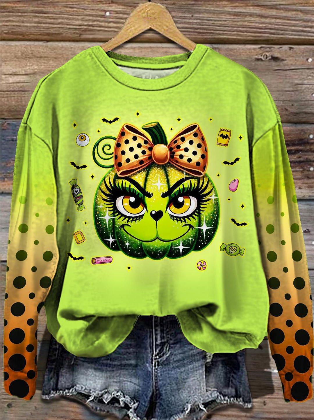 Women's Halloween Pumpkin Long Sleeve Casual Top