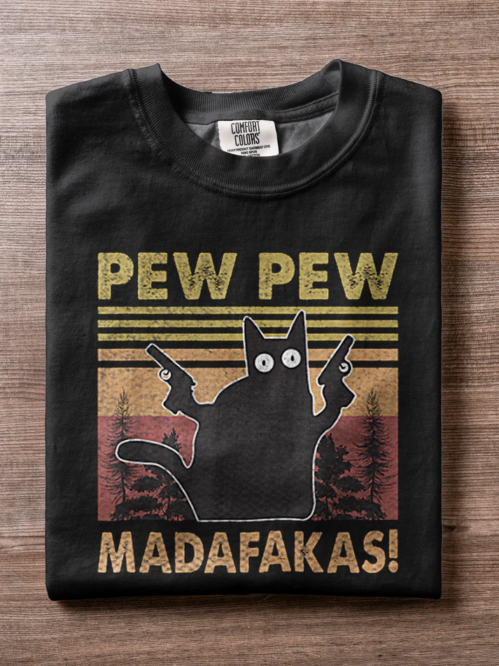 Fun Kitten Print Retro T-shirt