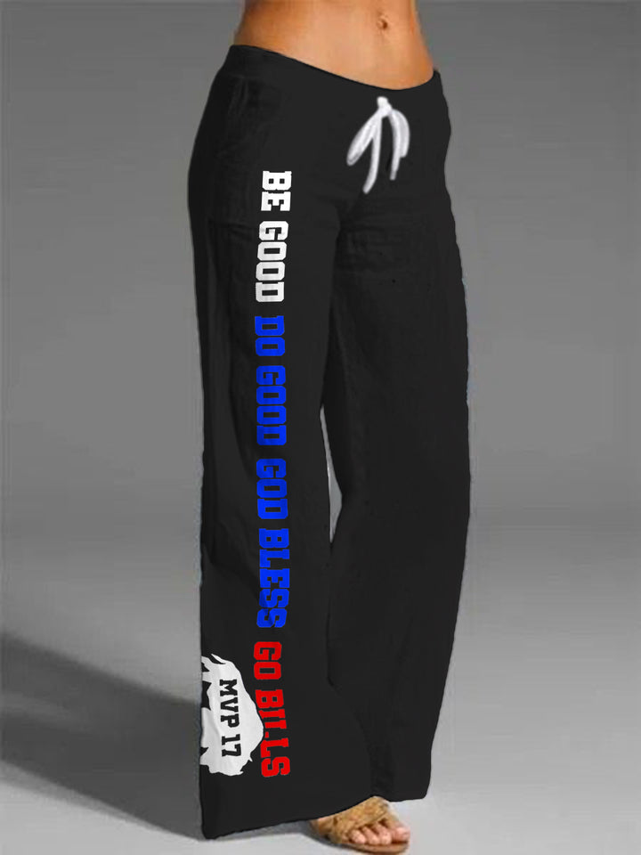 Women's Be Good Do Good God Bless Go Bills Printed Casual Pants