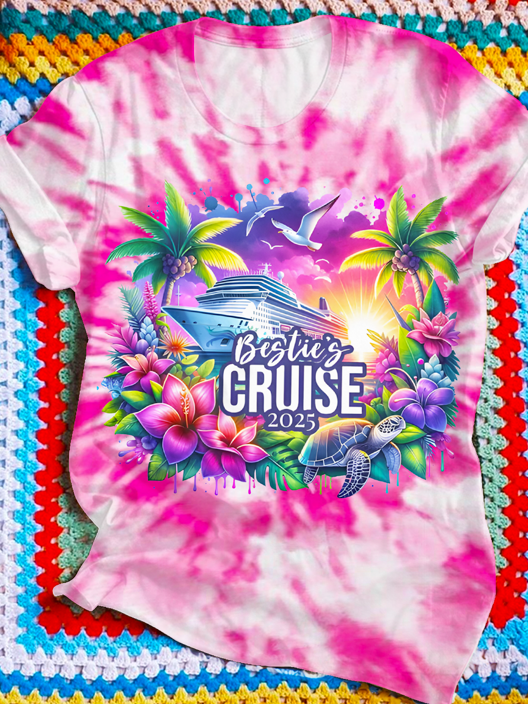 Bestie's Cruise2025 Summer Vibes Crew Neck T-shirt