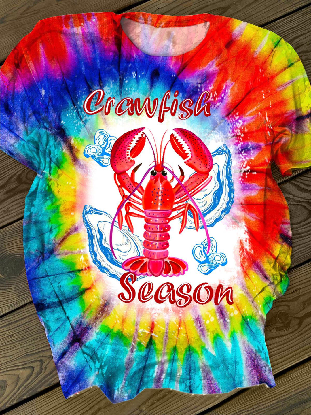 Crayfish Season Print Crew Neck T-shirt